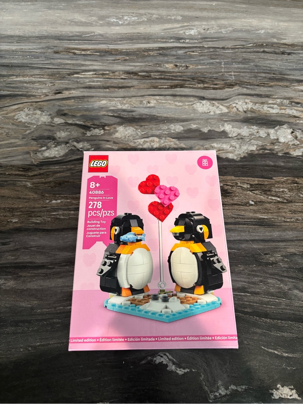Lego Pink Penguin Couple with Heart Balloon